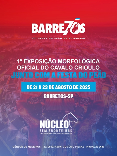 Festa do Peão de Barretos recebe, pela primeira vez, Exposição Morfológica do Cavalo Crioul